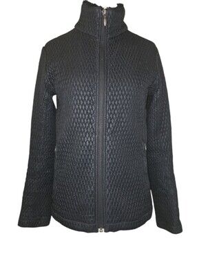 Columbia Women's Black Diamond Quilt Mid Weight Jacket Faux Fur Lined Collar MED